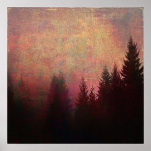 Abstract boslandschap Art Grunge Sky Colours Poster