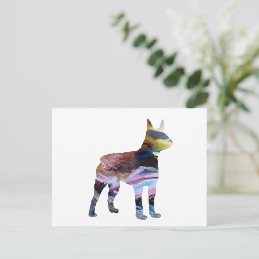 Abstract Boston Terrier Silhouette Briefkaart (Staand voorkant)