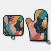 Abstract Botanical Flow - Ovenwant & Pannenlap Set (Voorkant)