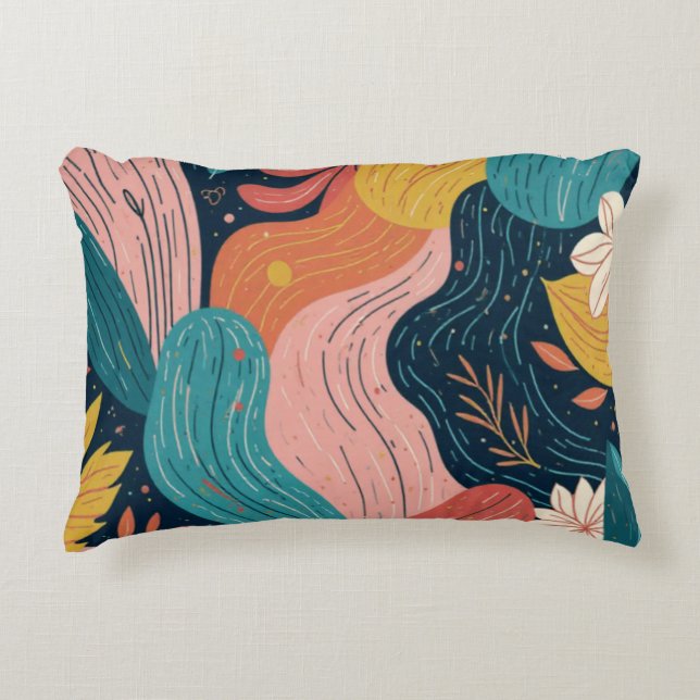 Abstract Botanical Flow Pillow Accent Kussen (Voorkant)