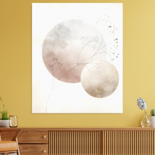 Abstract Botanical Moon Canvas Afdruk (Insitu (Woonkamer))