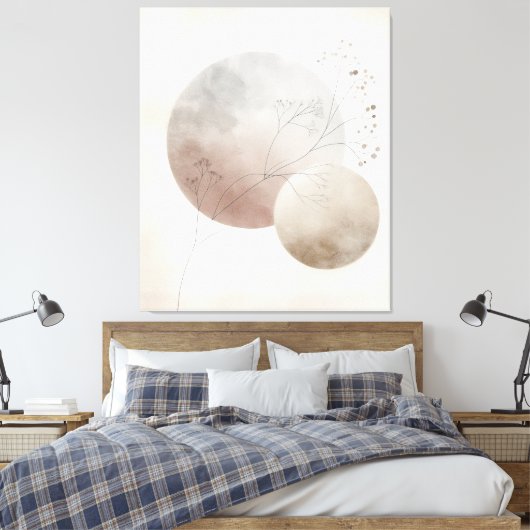 Abstract Botanical Moon Canvas Afdruk (Insitu (Slaapkamer))