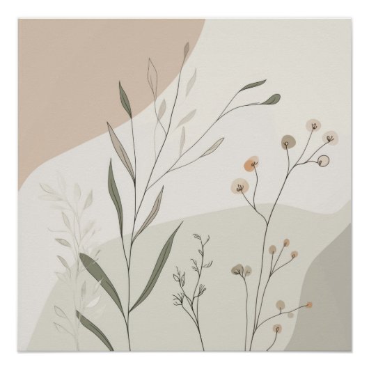 Abstract Botanical Wall Art – Minimal Wildflower N Perfect Poster (Voorkant)