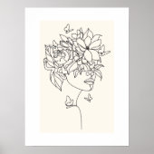 Abstract Botanical Woman Line Art Poster | Floral (Voorkant)