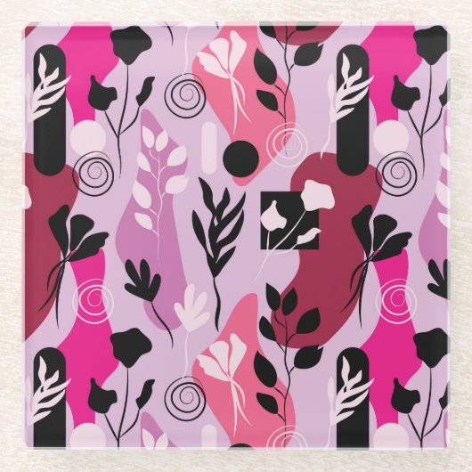 Abstract Botanics Glazen Onderzetter (Voorkant)