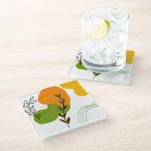 Abstract botanisch blad glazen onderzetter (Schuin)