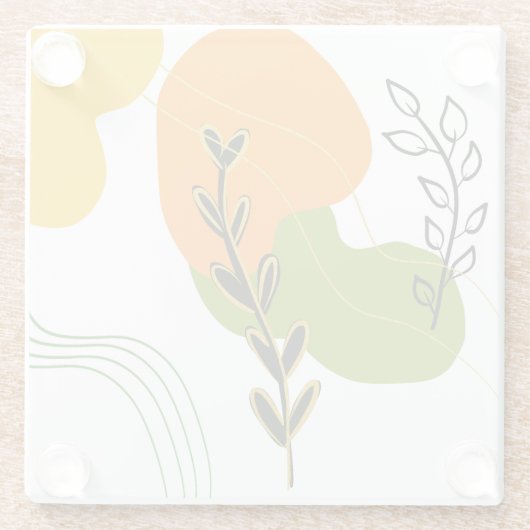 Abstract botanisch blad glazen onderzetter (Achterkant)