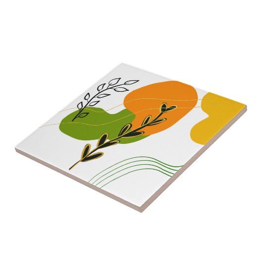 Abstract botanisch blad tegeltje (Zijkant)