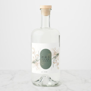 Abstract Botanisch Eucalyptus Modern Monogram Likeurfles Etiket