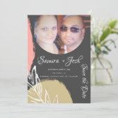 Abstract Botanisch Grijs Save the Date Foto Kaart (Staand voorkant)