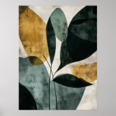 Abstract botanisch groen mosterd getextureerd mini poster (Voorkant)