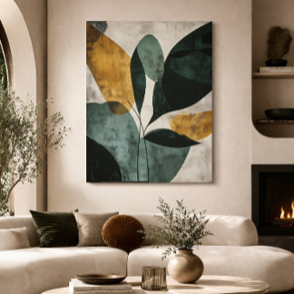 Abstract botanisch groen mosterd getextureerd mini poster