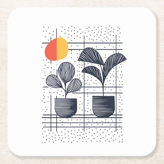 Abstract Botanisch huis plant Kartonnen Onderzetters (Voorkant)