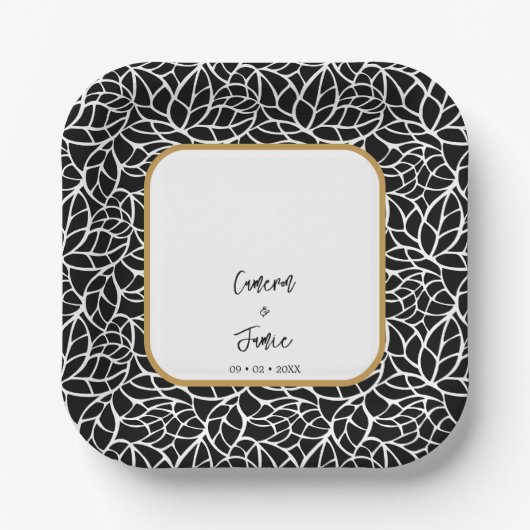 Abstract Botanisch Huwelijksthema Papieren Bordje (Voorkant)