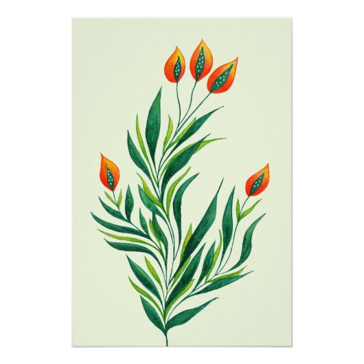 Abstract Botanisch Kunstlentekort Plant Perfect Poster (Voorkant)