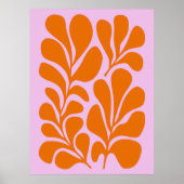 Abstract botanisch modern mid-eeuws roze Sinaasapp Poster (Voorkant)