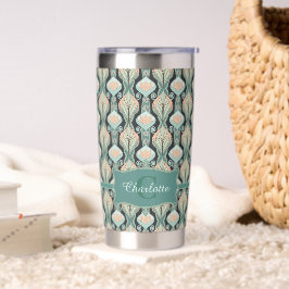 Abstract botanisch monogram bloempatroon uit de vi geïsoleerde drinkbeker