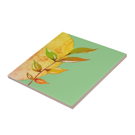 Abstract Botanisch op groen Tegeltje (Zijkant)