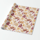 Abstract botanisch patroon in warme herfstkleuren cadeaupapier (Uitgerold)