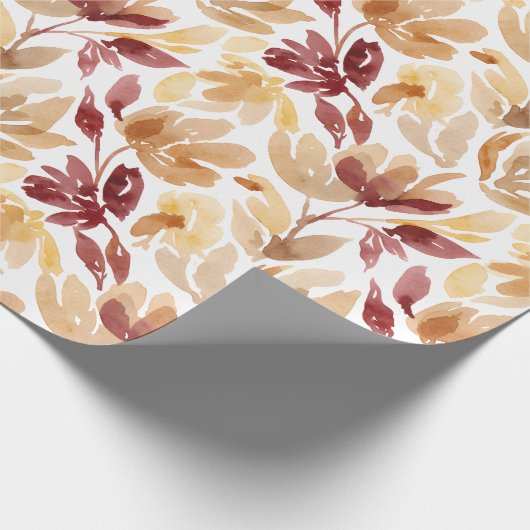 Abstract botanisch patroon in warme herfstkleuren cadeaupapier (Hoek)