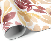 Abstract botanisch patroon in warme herfstkleuren cadeaupapier (Rol Hoek)