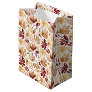 Abstract botanisch patroon in warme herfstkleuren medium cadeauzakje