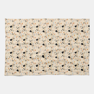 Abstract botanisch patroon met minimalistische vor theedoek