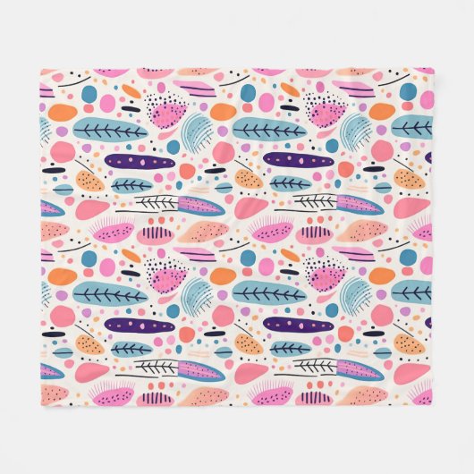 Abstract Botanisch Patroon Pastel BOHO Chic Fleece Deken (Voorkant (Horizontaal))
