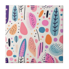 Abstract Botanisch Patroon Pastel BOHO Chic Tegeltje