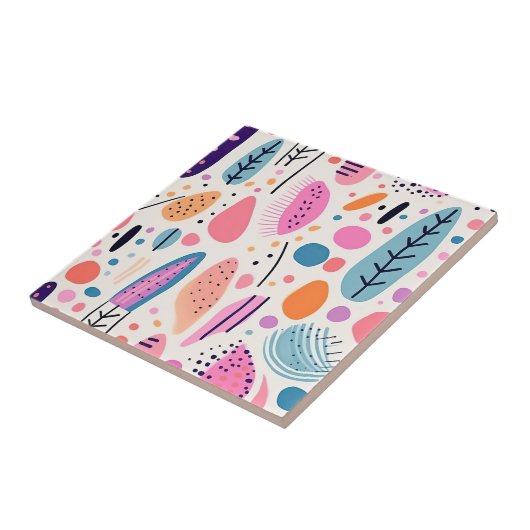 Abstract Botanisch Patroon Pastel BOHO Chic Tegeltje (Zijkant)