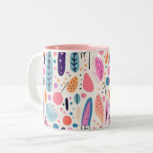 Abstract Botanisch Patroon Pastel BOHO Chic Tweekleurige Koffiemok (Voorkant links)