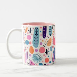 Abstract Botanisch Patroon Pastel BOHO Chic Tweekleurige Koffiemok