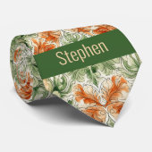 Abstract Botanisch Verbrand Sinaasappel en Mosgroe Stropdas (Opgerold)