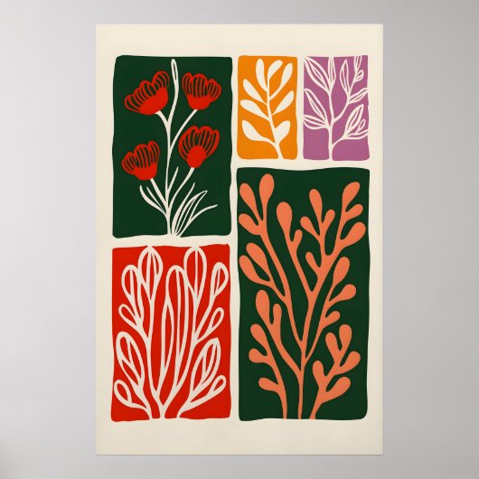 Abstract botanische kunstprint Boho bloem Poster (Voorkant)