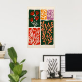 Abstract botanische kunstprint Boho bloem Poster (Thuiskantoor)
