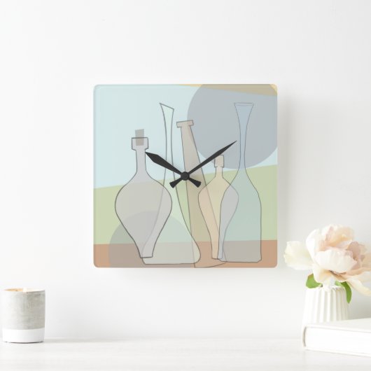 Abstract Bottles Clock Vierkante Klok (Huis)
