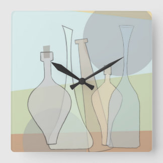 Abstract Bottles Clock Vierkante Klok