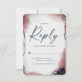 Abstract Bourgondië & Navy bruiloft RSVP Reageer K (Voorkant)