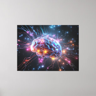 Abstract brein met neuronen canvas afdruk
