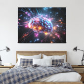 Abstract brein met neuronen canvas afdruk (Insitu (Slaapkamer))