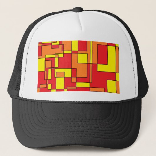 Abstract brick-patroon trucker pet (Voorkant)