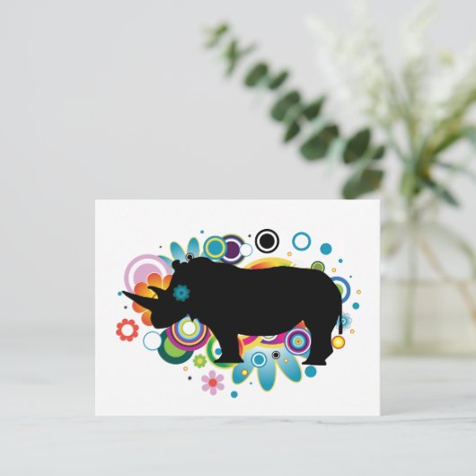 Abstract Briefkaart Rhino (Staand voorkant)