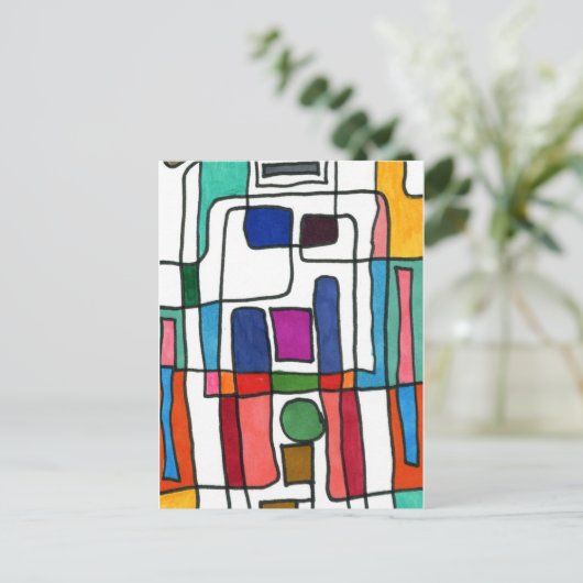 abstract Briefkaart "Stadskaart" (Staand voorkant)