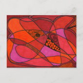 abstract Briefkaart "Studie in Reds" (Voorkant)