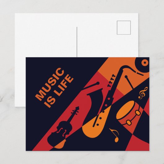 Abstract briefkaart voor aangepaste muziek (Voorkant / Achterkant)