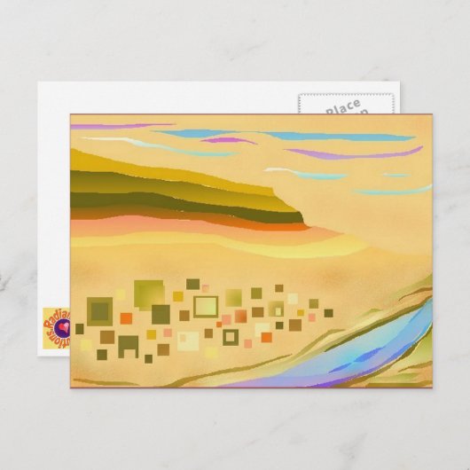 Abstract Briefkaart voor digitale woestijnlandscha (Voorkant / Achterkant)