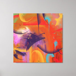 Abstract Bright Beauty Sinaasappel Paarse Goud Canvas Afdruk