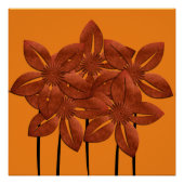 Abstract Bright Copper Flowers Poster (Voorkant)