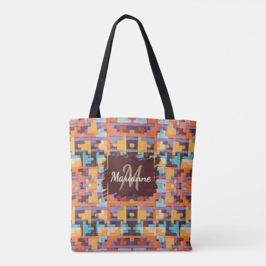 Abstract Bright Earth Tones Southwest Tote Tote Bag (Achterkant)