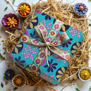 Abstract Bright Floral Kleurrijk Cadeaupapier